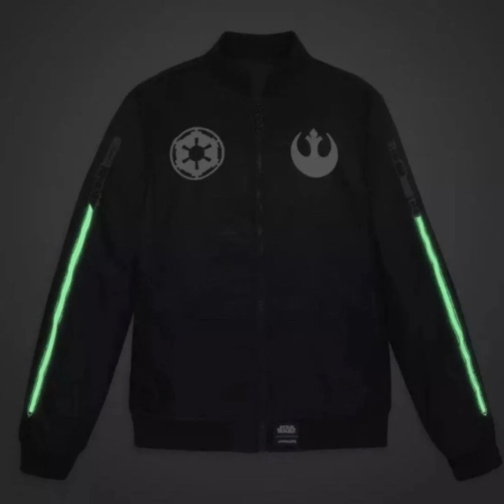 Cakeworthy Disney Star Wars Lightsaber Glow-in-the-Dark Bomber Jacket  XL - Picture 2 of 8